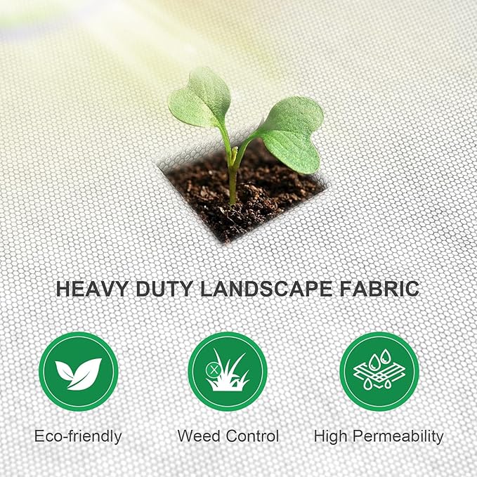 3x100ft Non-Woven Weed Barrier Landscape Fabric 5.8oz Heavy-Duty Garden Ground Cover White Weed Control Mat Weed Blocker Mats Easy Setup for Yard Garden Bed Orchard Farm Fruit Trees