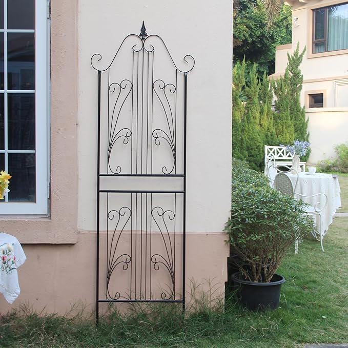 1 Pack Trellis for Climbing Plants 82.7 H x 26.7 W Tall Garden Trellis Wrought Iron Heavy Scroll Metal Decoration Lawn Patio for Rose Clematis Ivy Weather Resistant
