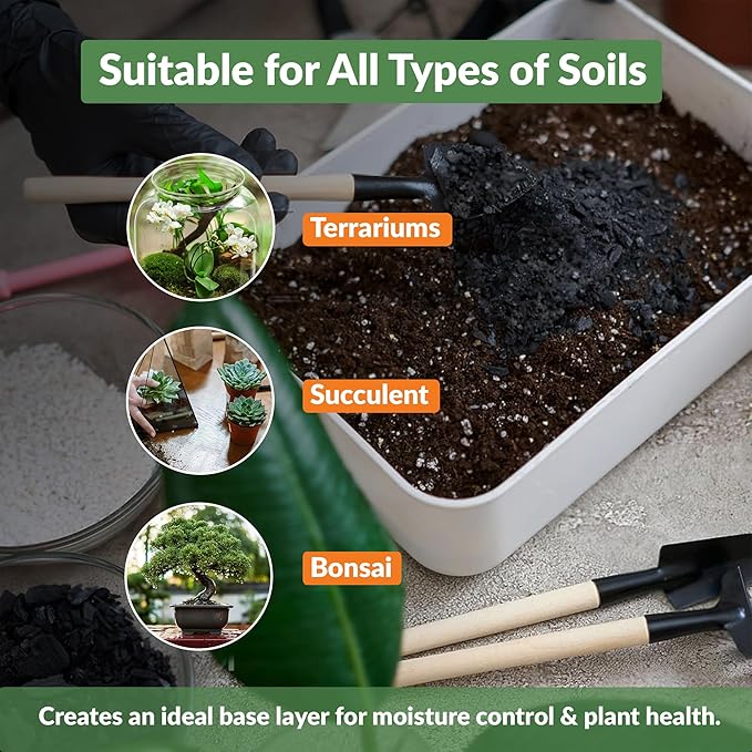 Old Potters Premium Horticultural Charcoal Chips Natural Soil Amendment for Areation and Healthy Microbe and Plant Growth. (12 Quarts)