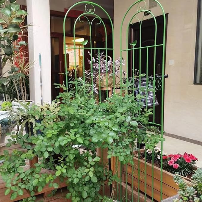Garden Trellis 70.8/78.7/86.6 Inch High Decoration Arched Fence Trellis for Climbing Plants for Patio Lawn Yard Backyard Wall Brackets(Color:GreenSize:200cm/78.4inch)