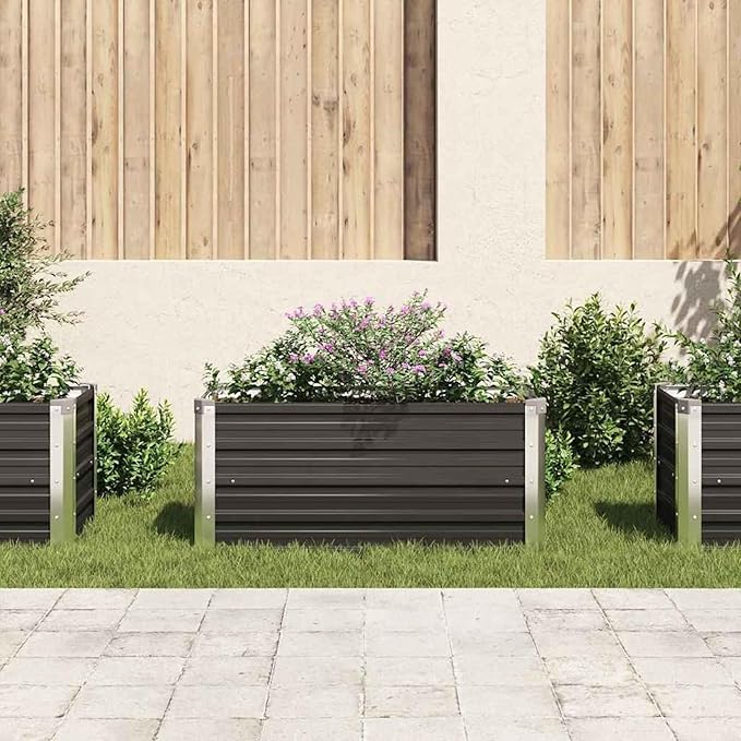 Garden Raised Bed Spacious Design Durable Weather-Resistant Enhanced Drainage 39.4 x 15.7 x 17.7 in Galvanized Steel Planter Box for Outdoor Gardening Vegetables Flowers Herbs