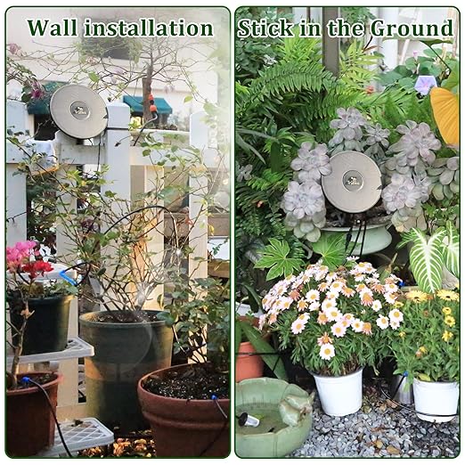 Solar Irrigation System TRJZWA 2 Pack Automatic Drip Irrigation Kit for Outdoor/Indoor Garden Watering System with Water Level DetectionDrip Irrigation System for 15 Potted Plant with 15m Water Hose