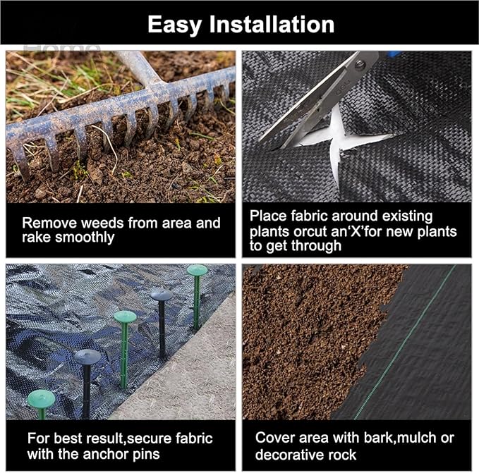 Weed Barrier Fabric 4 * 100ft Black Weeding Cloth Polyethylene FoldableUsed for Weed Control Landscape Ground Cover