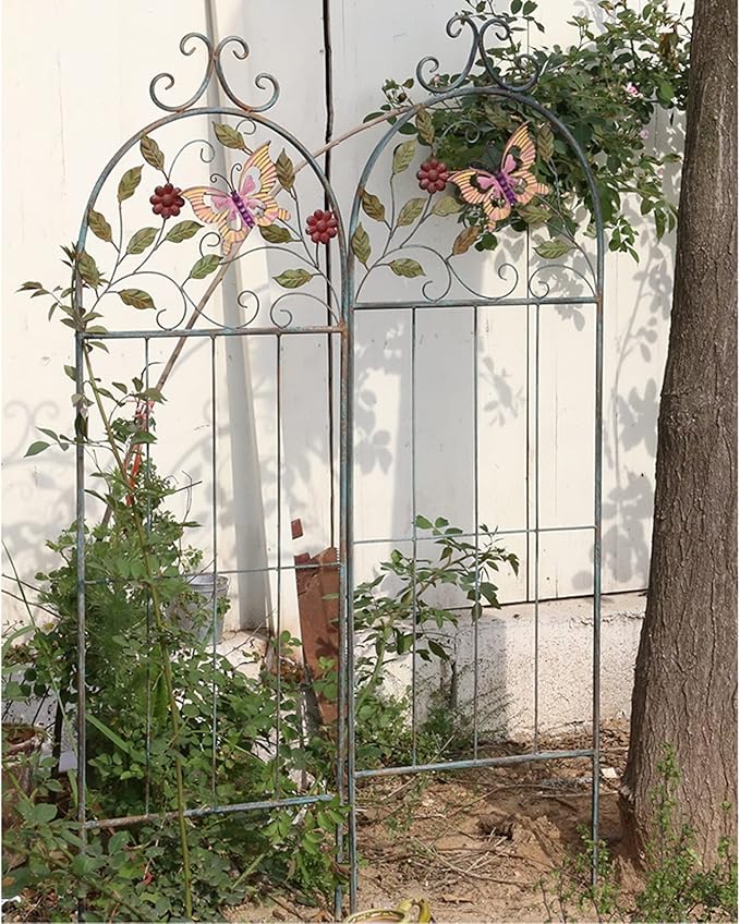Vintage Metal Garden Trellis135x41cm Plants Support Garden Climbing Aid for Plants Freestanding for Potted Planter Support Patio Landscaping Rose Vines