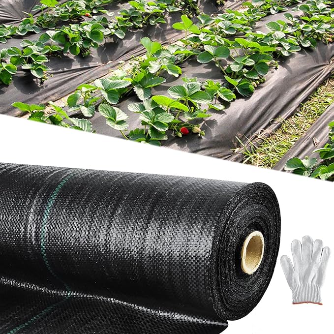 mupera 3x300FT Weed Barrier Fabric - Heavy Duty Polypropylene Black Commercial Ground Cover for Raised Beds/Driveway UV Resistant Weed Block Stops Weeds &amp Roots