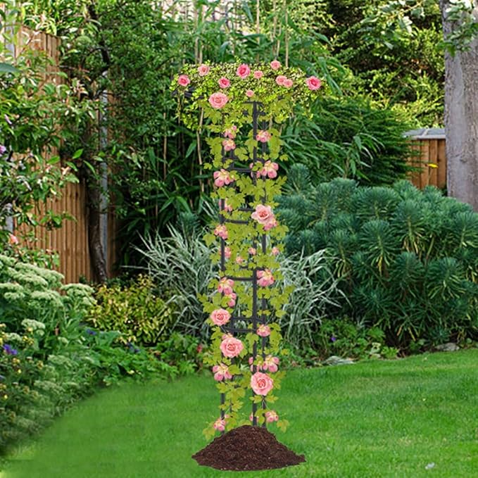Vertical Umbrella Trellis for Climbing Plants and Flowers Rustproof Vertical Garden Trellis Wisteria Trellis Outdoor Flower Support Cage Climbing Stand Rack for Vines Rose(Black90CM/35.4in)