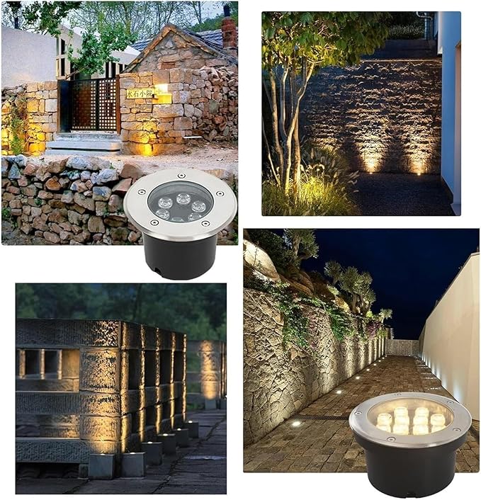 Round Landscape Lights - Outdoor Buried Lights IP67 Waterproof Recessed LED Spotlights 12V Ground Floodlights for Pathway Patio Garden Lawn Light(Blue24W)
