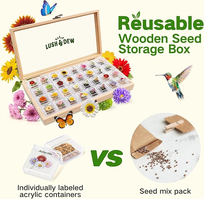 LUSH&ampDEW Zodiac Garden Seed Bank 12 Varieties Non-GMO USA-Sourced Heirloom Herb Flower Seeds with Moon Calendar Gardening Gift for Women Men Witchcraft Supplies Earth Sign (Taurus Virgo Capric