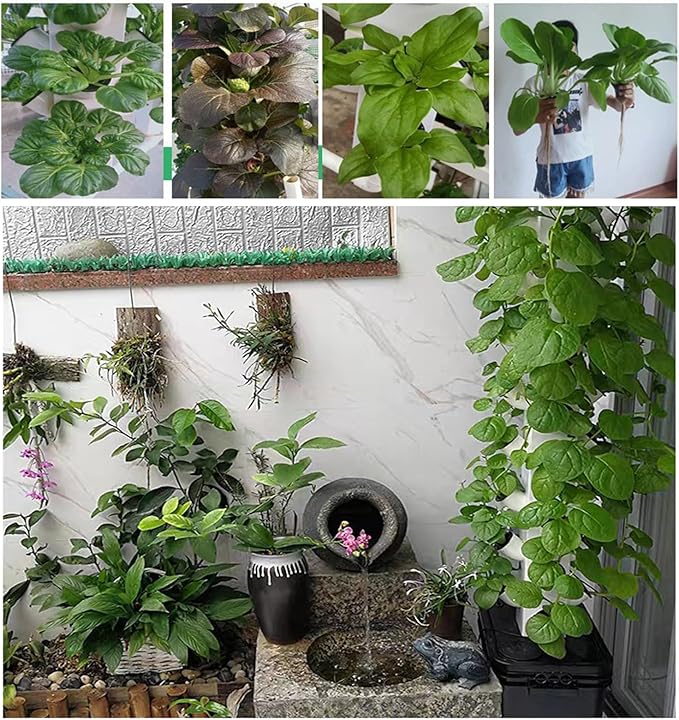 Garden Tower Hydroponics Growing System 30-Plant Sites Vertical Garden Planter Outdoor Indoor Plant Growing kit with Pump Adapter Net Pots for Fruits Vegetables and Herbs (Grey)