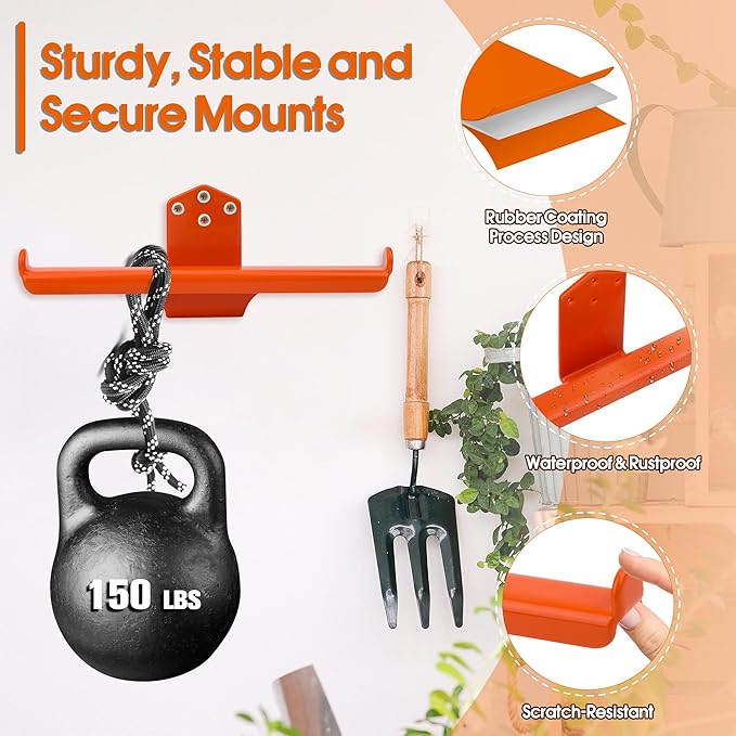2 Pack Backpack Leaf Blower Wall Mount Backpack Sprayer Hanger Heary Duty Rubber Coating Chainsaw Rack Garage Organization Storage Accessories