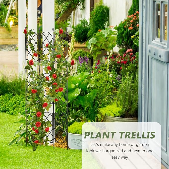 NUOBESTY Metal Garden Trellis for Climbing Plants Indoor Outdoor Plant Support Stand for Vines Flowers Vegetables with Smooth Polished Surface
