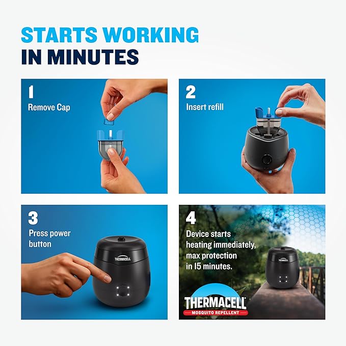Thermacell Rechargeable Mosquito Repeller Refills Advanced Repellent Formula Provides 20 Foot Protection Zone Compatible with Thermacell E-Series &amp Radius Only No DEET Spray or Flame