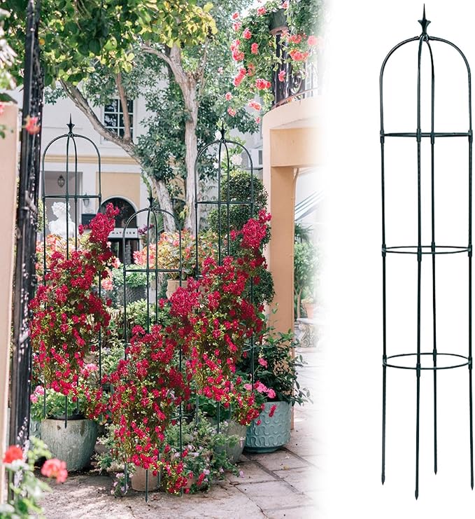 Obelisk Trellis - Garden Obelisk Trellis for Climbing Plants | Metal Plant Obelisk | Heavy Duty Gardening Support Frames | Flower Climbing Frame | Potted Flower Support | Rose Stand for Indoor Outdoor