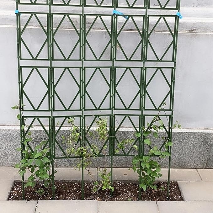 Modern Geometric Grid Plant Trellis - Green Foldable Garden Trellis Suitable for Climbing Support Vines Roses Potted Plants Flowers(W60xH120CM(2.0x3.9FT))
