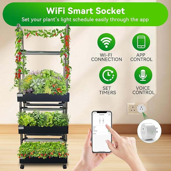 Upgraded 3-Tier Hydroponics Growing System Kit 60-Pod Indoor Garden with Adjustable Full-Spectrum LED Grow Light Auto Water Circulation Smart Growing System for Herbs Vegetables &amp Climbing Plan