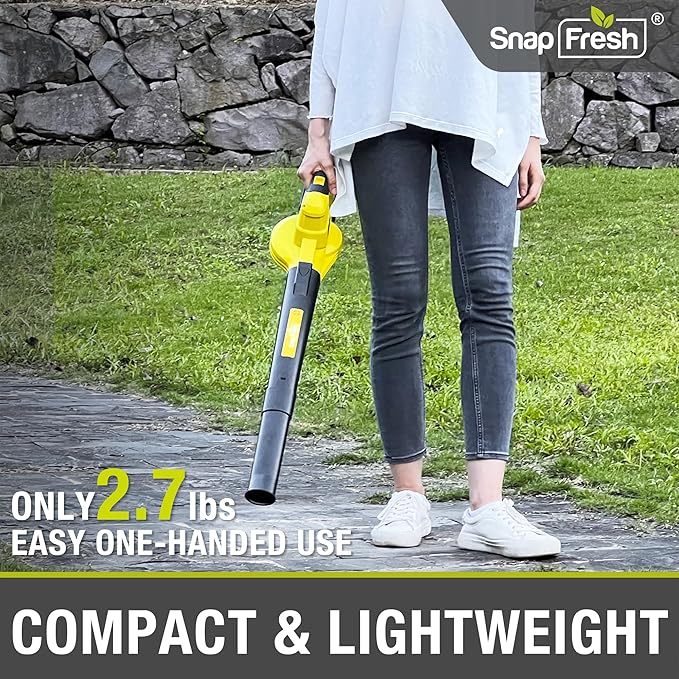 SnapFresh Cordless Leaf Blower with Battery &amp Charger 20V Electric Leaf Blower for Lawn Care Battery Powered Leaf Blowers Lightweight for Patio/Yard/Garden Blowing