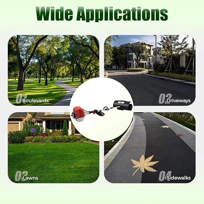 Gas Power Snow Sweeper Broom 2-Stroke 2.3hp 52cc Driveway Turf Lawns Artificial Grass Power Brush Lawn Sweeper Cleaner Tools with Nylon Brush Power Broom for Artificial Turf