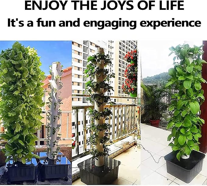 Hydroponic Growing Kit - 15 Floors 45 Holes Vertical Tower Set For Aquaponics And Hydroponics Indoor Gardening Solution