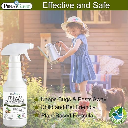 Plant &amp Garden Pest Control by Premo Guard - 32 oz - Insect &amp Disease Control for Organic Gardening - Effective Natural Plant Based Formula for Inside &amp Outside Plants