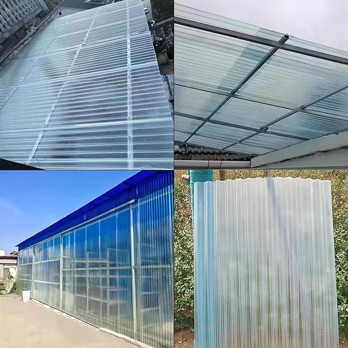 5 PCS Clear Polycarbonate Roof Panels Corrugated Plastic Greenhouse Sheets UV Resistant Rainproof BoardSunshine Board Sheds Skylights Easy Cut Covering Panel(35.4in W x 78.7in L Black)