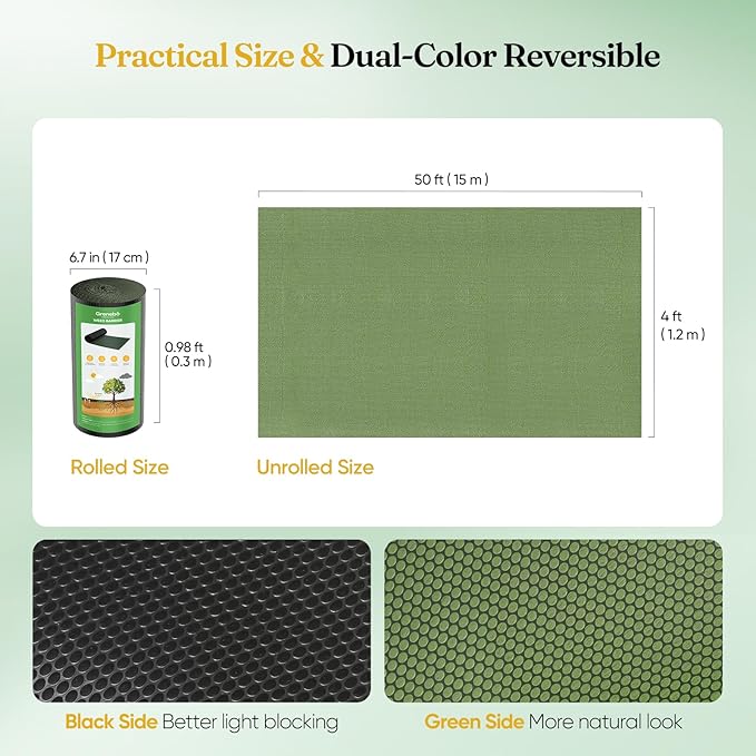 Weed Barrier Fabric Heavy-Duty Non-Woven Breathable &amp Permeable No-Fraying &amp Easy to Cut and Install Landscape Fabric for Vegetable Garden Flower Beds 4 ft x 50ft 1 Pack