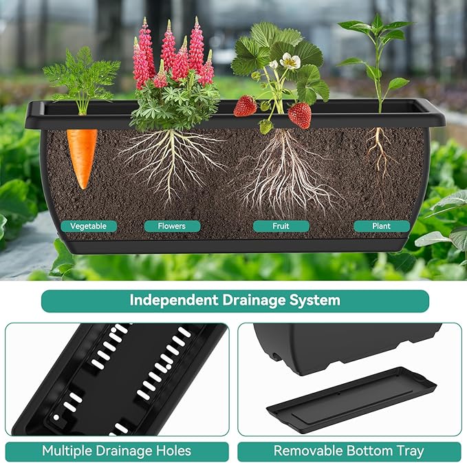 CADUKE Raised Garden Bed Garden Raised Planter Box with Legs 32 Elevated Vegetable Garden Beds with Drainage Holes &amp Trellis Herb Garden Planter Outdoor for Vegetables Balcony Patio Black