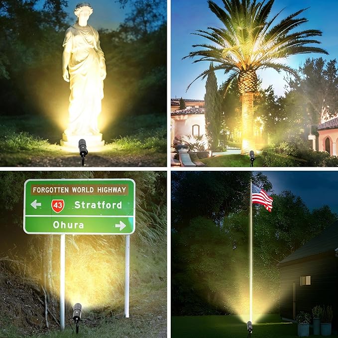 LOTMOS 30W Flag Pole Lights Dusk to Dawn LED Spot Outdoor with 9.68FT Cord 120V Plug in 3000K Warm Light Bullet Landscape Palm Tree Light with Photocell Sensor for Yard Lawn Statue