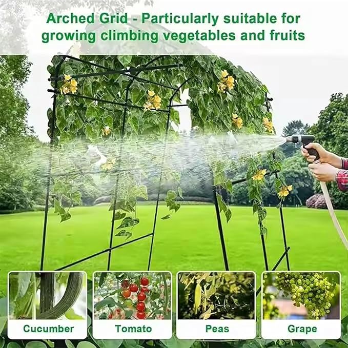 Plant Climbers Cucumber Trellis with Climbing Net &amp Detachable Support Cucumber Trellis for Garden for Towel Gourd Grape Pea Cucumber Tomato(3 Arches(120cm*120cm))