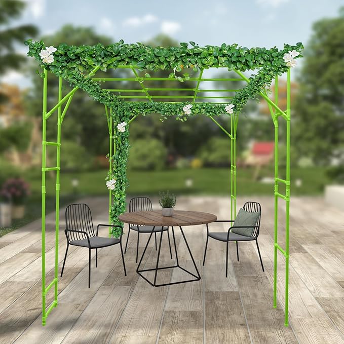 Plant Climbing Stand Large Outdoor Garden Arch Trellis Plant Climbing Display Rack for Courtyard and Garden Decoration (3 * 2 * 2.3m/9.84 * 6.56 * 7.54ft) (Green)
