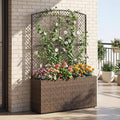 BECOMFORT 58”H Raised Garden Bed with Trellis Tall Wicker Planter Box with Privacy Screen Liner &amp Drainage for Balcony Yard PE Rattan Outdoor Flower Box for Climbing Plants Vegetables &amp Fl