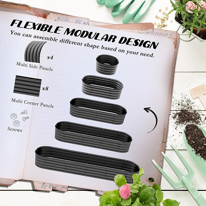 Metal Planter Box with Safety EdgingGalvanized Raised Garden Bed Kit