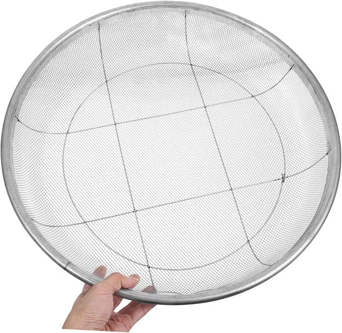 Round Soil Sifter with Mesh Durable Gardening Tool for Separating Rocks Twigs and Debris from Soil and Compost Planting and Landscaping Use