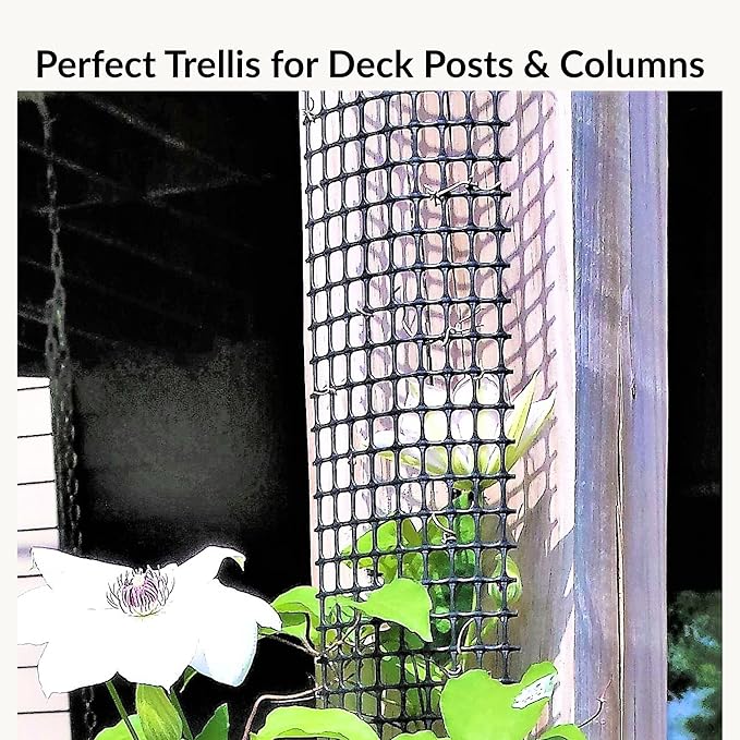 Deck Post Trellis for Posts and Columns 108 in x 4 in Narrow Climbing Plant Support HDPE Mesh Vine Trellis for Clematis and Vines Scroll Trellis 1-Pack