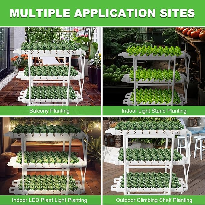 Hydroponics Growing System Kitindoor Hydroponics Growing System108 Plant Sites 3 Layers Food-Grade PVC-U Pipes Hydroponic Grow Kit Gardening System For VegetablesFruitsherbaceous(Upgraded Version)
