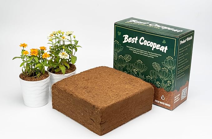 Premium Coco Coir Brick | 11 Pound Coconut Fiber Block | Organic Veggie Mix Coconut Husk Compressed Growing Medium | Perfect As Greenhouses Hydroponics Garden Soil | 100% Organic &amp Eco-Friendly