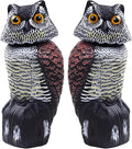 Hedoc 2 Pack Fake Owl Decoys to Scare Birds Away(15 inch) Rotating Head Sculptures Nature Enemy Scarecrow Plastic Statues Pest RepellentPigeon Deterrent Outdoor Yard Garden Protectors