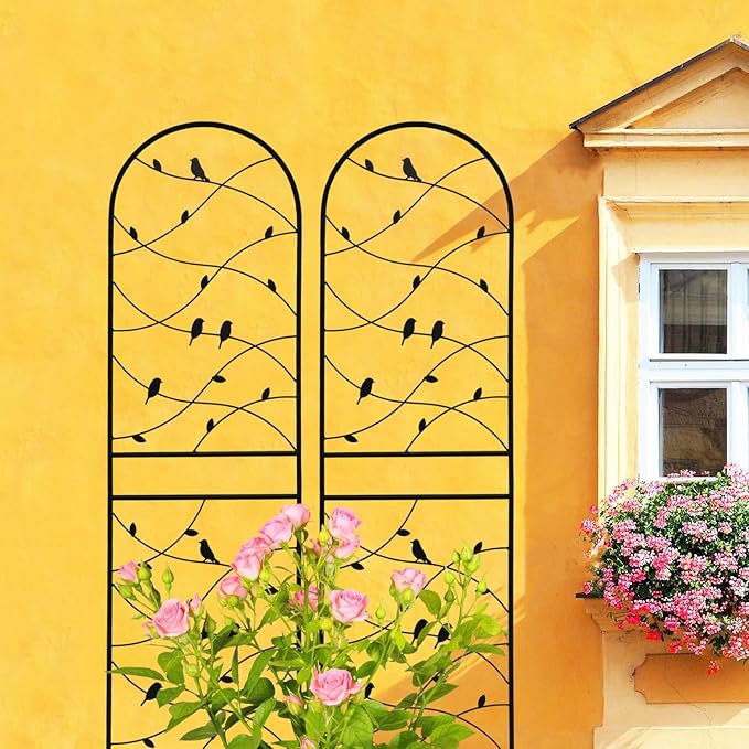 4 Pack Metal Garden Trellis 71 X 19.7 Rust-Resistant Trellis for Climbing Plants Outdoor Flower Support Bird Deco Black Black Rust-Resistant Sturdy Metal Outdoor Garden Use Durable