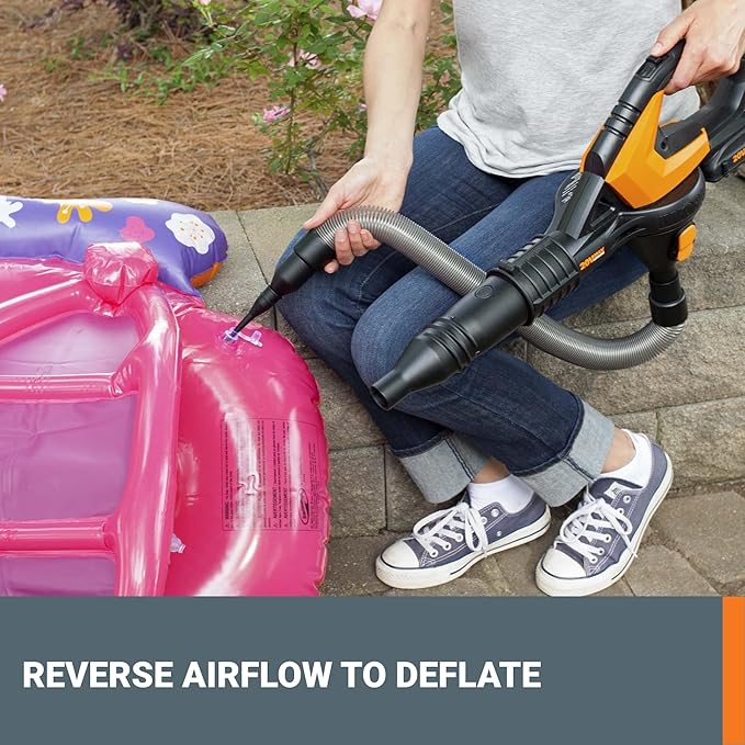 WORX Cordless Leaf Blower Electric Blowers for Lawn Care with 120 MPH &amp 3.5 LBS Long Nozzle Design for Narrow Spaces with Cleaning Attachments Battery &amp Charger Included WG545.1