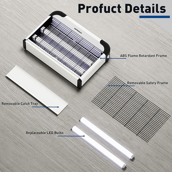 20W Electric Bug Zapper Indoor Fly Insect Killer with 3000V Grid UV Light Mosquito Gnat Zapper w 2 Replacement Bulbs for Home Kitchen Restaurant Garage 2pc