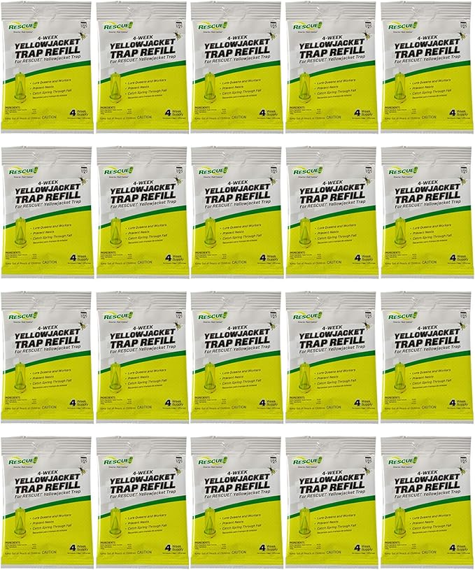 RESCUE! Yellowjacket Attractant – for RESCUE! Reusable Yellowjacket Traps – 4 Week Supply - 20 Pack