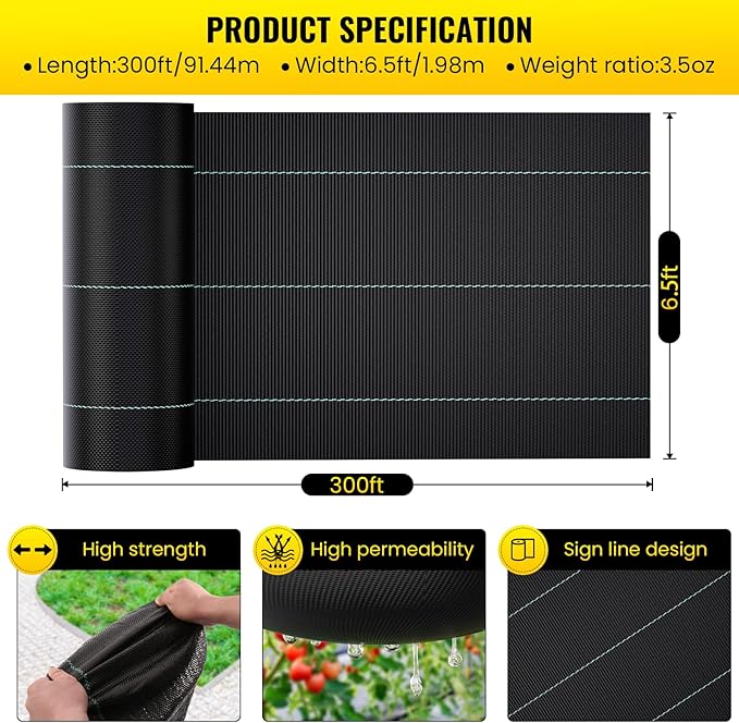 Driveway Fabric 6.5x300 ft Road Fabric Commercial Weed Barrier Fabric Landscape Fabric Heavy Duty 3.5OZ French Drain Fabric for Erosion ControlLandscape FabricWeed BarrierConstruction Projects