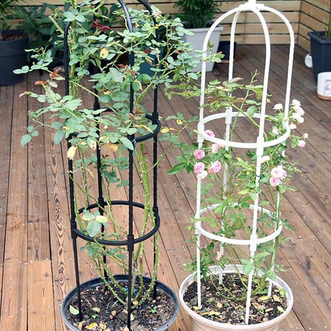 Garden Trellis for Climbing Plants Black Garden Trellises Potted Plant Climbing for Climbing Vines and Flowers Stands Indoor Outdoor(120CM)