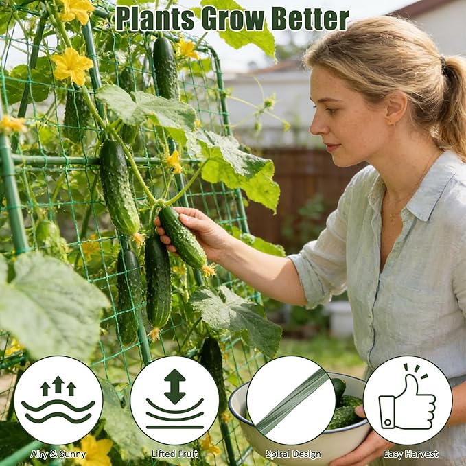 Miory Cucumber Trellis U Shape Trellis for Raised Bed Garden Arch Trellis for Climbing Plants Outdoor Plant Support for Vegetables Vines Steel with PE Coated (48 Lx32 Wx63 H)