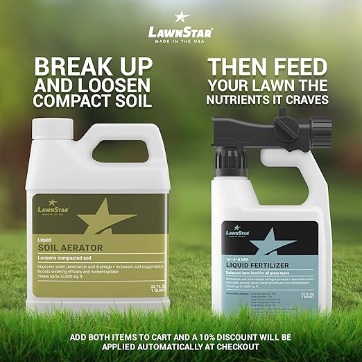 Liquid Lawn Aerator (32 fl oz) - Loosens &amp Conditions Compacted Soil - Alternative to Core and Mechanical Aeration - Improves Water Penetration &amp Drainage + Soil Oxygenation - American Made