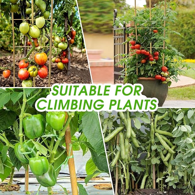 5 Pack 4 Feet U-Shape Bamboo Trellis Natural Bamboo Trellis for Climbing Plants Vegetables Cucumber Tomato Outdoor and Indoor Potted Plants