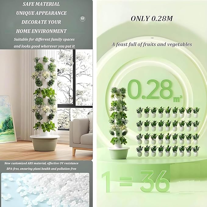 Hydroponics Growing System Kit Vertical Garden Planter with Grow Lamp Adjustable Hydroponic Garden Hydroponics Growing Tower Herbs &amp Vegetables Smart Home Indoor Gardening System7 Layer