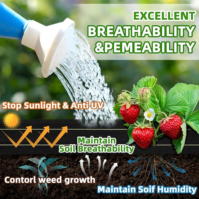 Shade&ampBeyond Custom 4ftx56ft Weed Barrier Fabric 3.5oz Heavy Duty Landscape Fabric with Superior Permeability Weed Control Garden Woven Ground Cloth with Staples