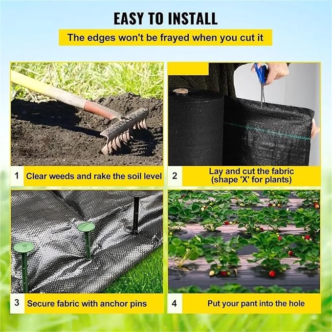 Weed Barrier Fabric Heavy Duty for Garden Weed Barrier Fabric 5.8 OZ 4FT X 100FT Block Control Landscape Woven Geotextile