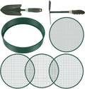 Soil Sifter for Gardening 12 Inch Dirt Garden Sieve Soil Sifter with 4 Replaceable Fine Screens and 2 Gardening Tools Rock Sieve Sifter Soil Sieve Sifter Set Sifting Pan