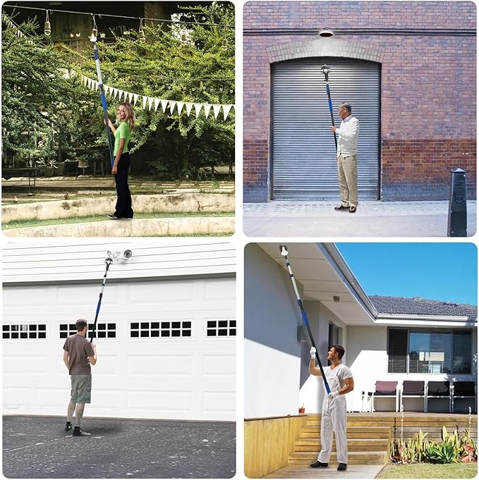 26FT Reach Light Bulb Changer for High Ceilings with Telescopic Extension Pole 5-20Foot Light Bulb Extension Pole Changer with Baskets and Suction Cup for High Ceilings and Recessed Lights